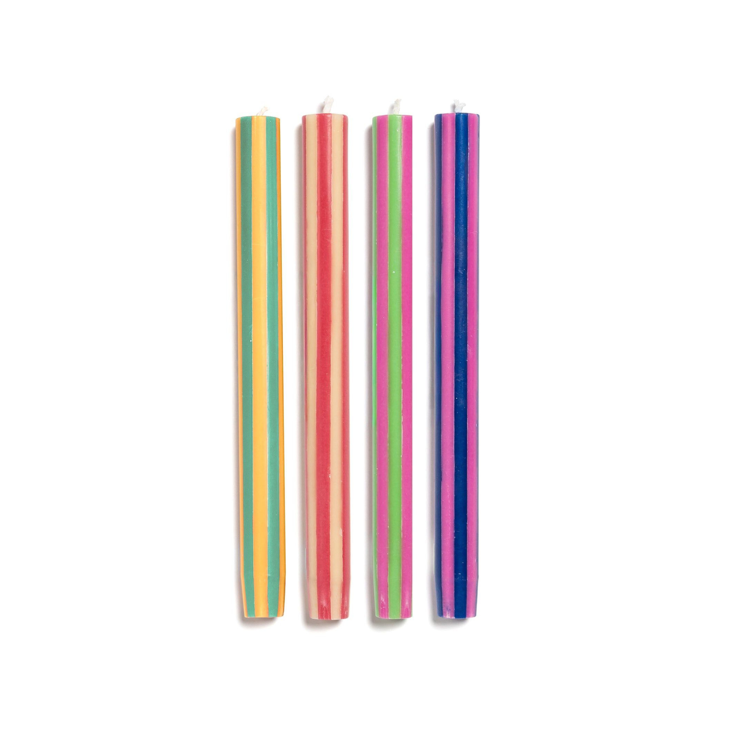 Stripe Dinner Candles - Mixed Set: Colours Strong 2