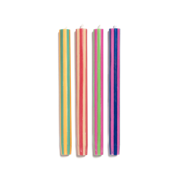 Stripe Dinner Candles - Mixed Set: Colours Strong 2