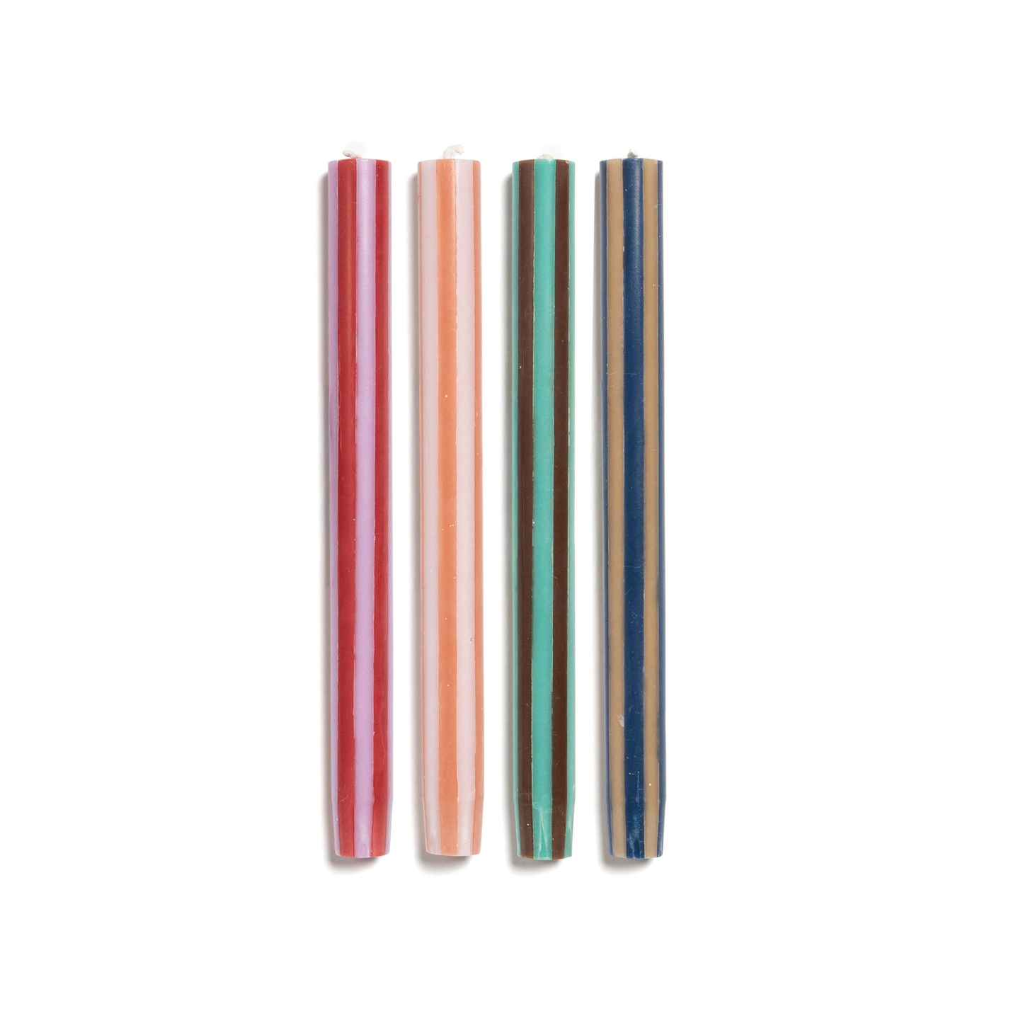 Stripe Dinner Candles - Mixed Set: Colours Contrast 4
