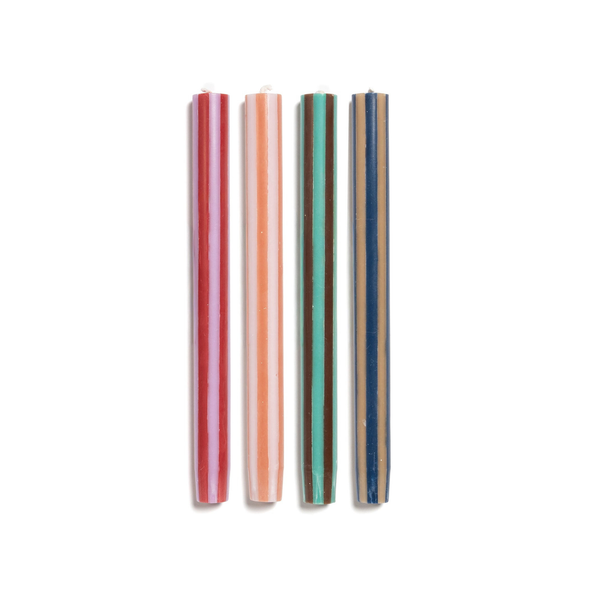 Stripe Dinner Candles - Mixed Set: Colours Contrast 4
