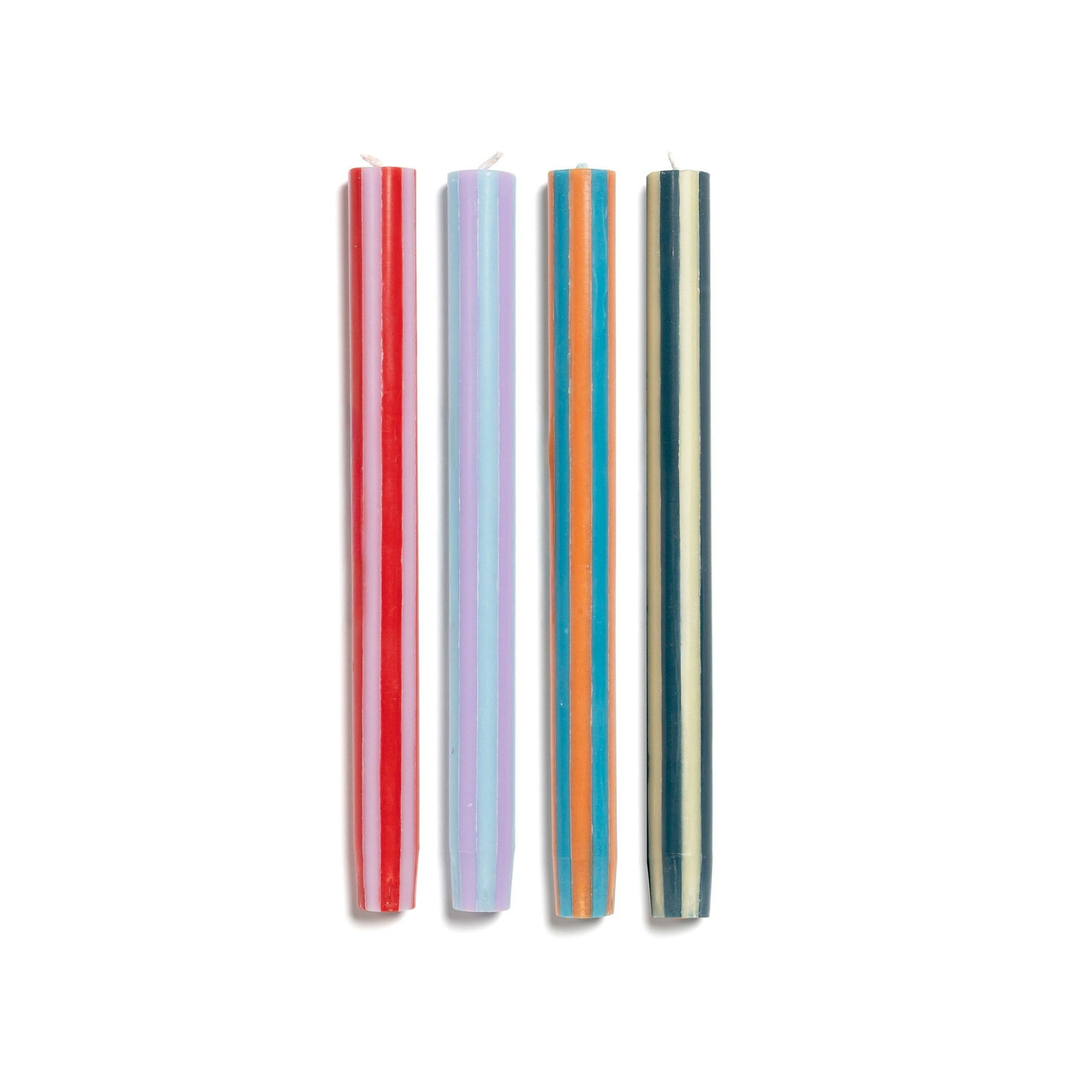 Stripe Dinner Candles - Mixed Set: Colours Pop 1