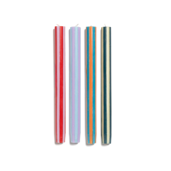 Stripe Dinner Candles - Mixed Set: Colours Pop 1