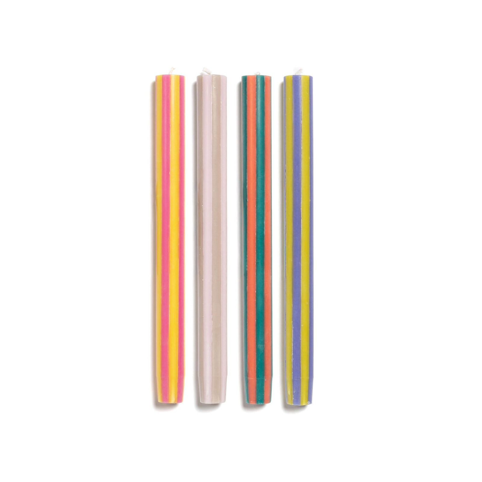 Stripe Dinner Candles - Mixed Set: Colours Bright 1