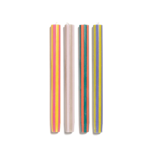 Stripe Dinner Candles - Mixed Set: Colours Bright 1