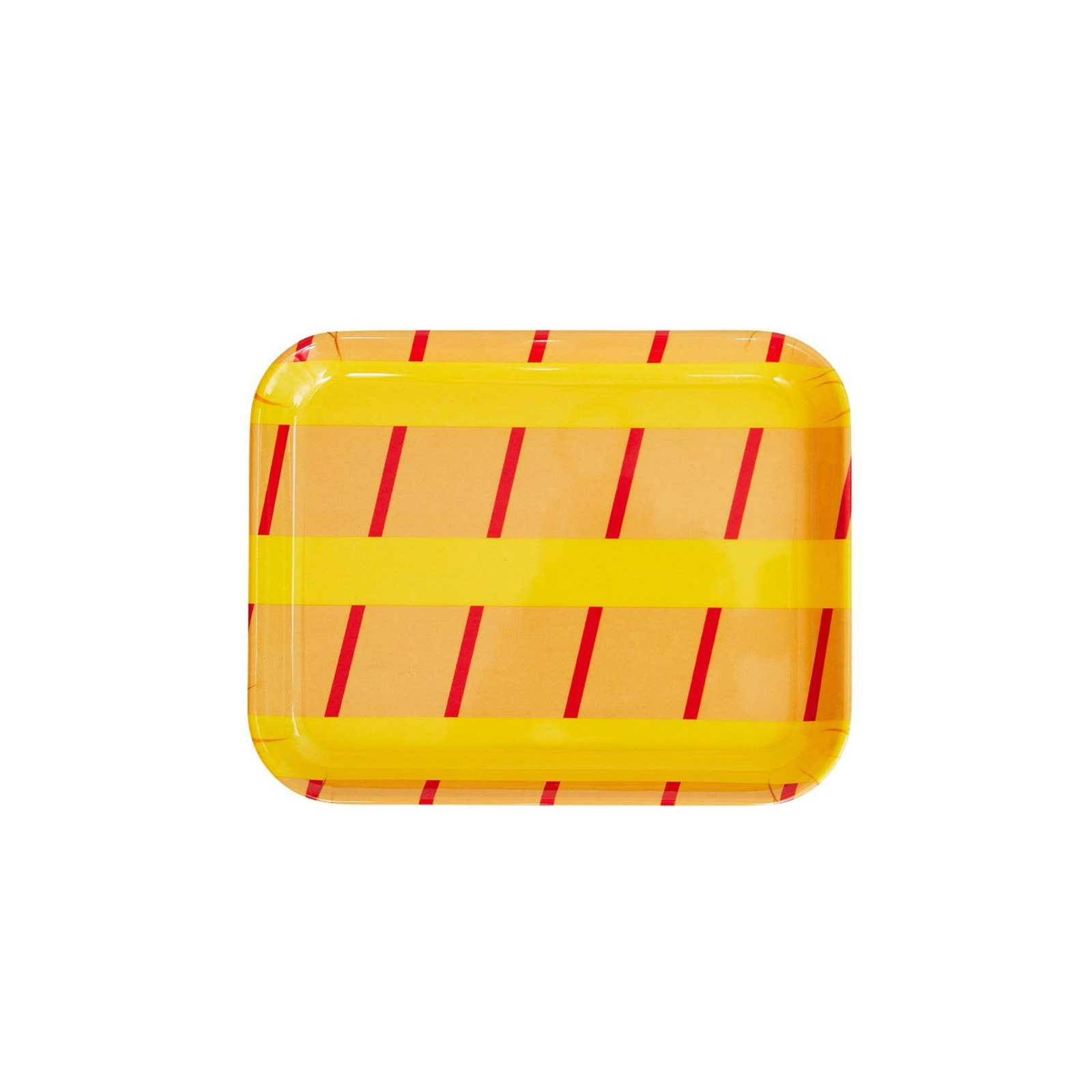Yellow & Red Stripe Tray 19cm