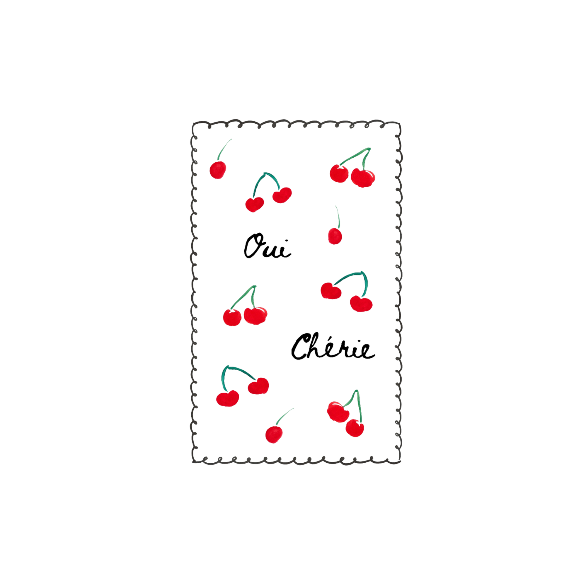 Oui Chérie - Yes Darling Cherry Print Teatowel