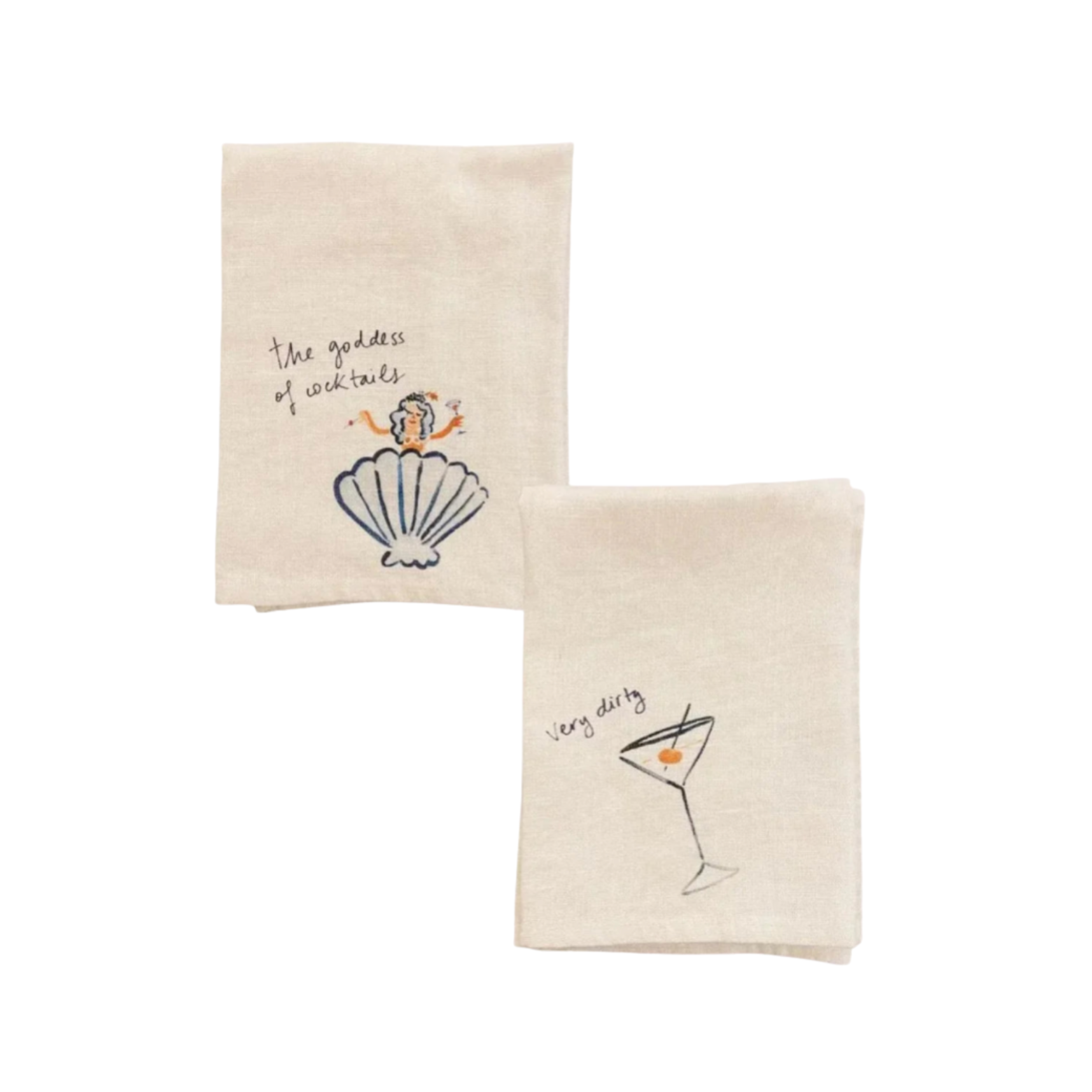 Very Dirty / The Goddess of Cocktails -  Set of Two Linen Napkins