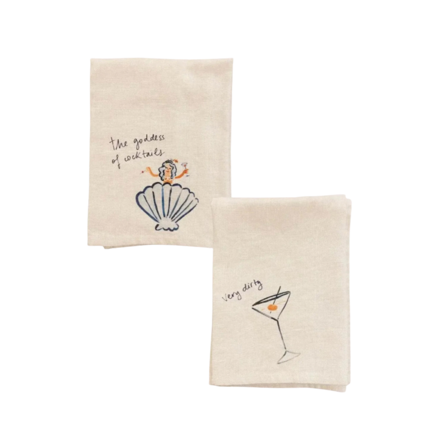 Very Dirty / The Goddess of Cocktails -  Set of Two Linen Napkins