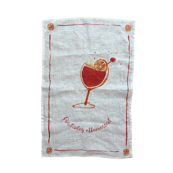 Positively Effervescent - Aperol Spritz Linen Teatowel