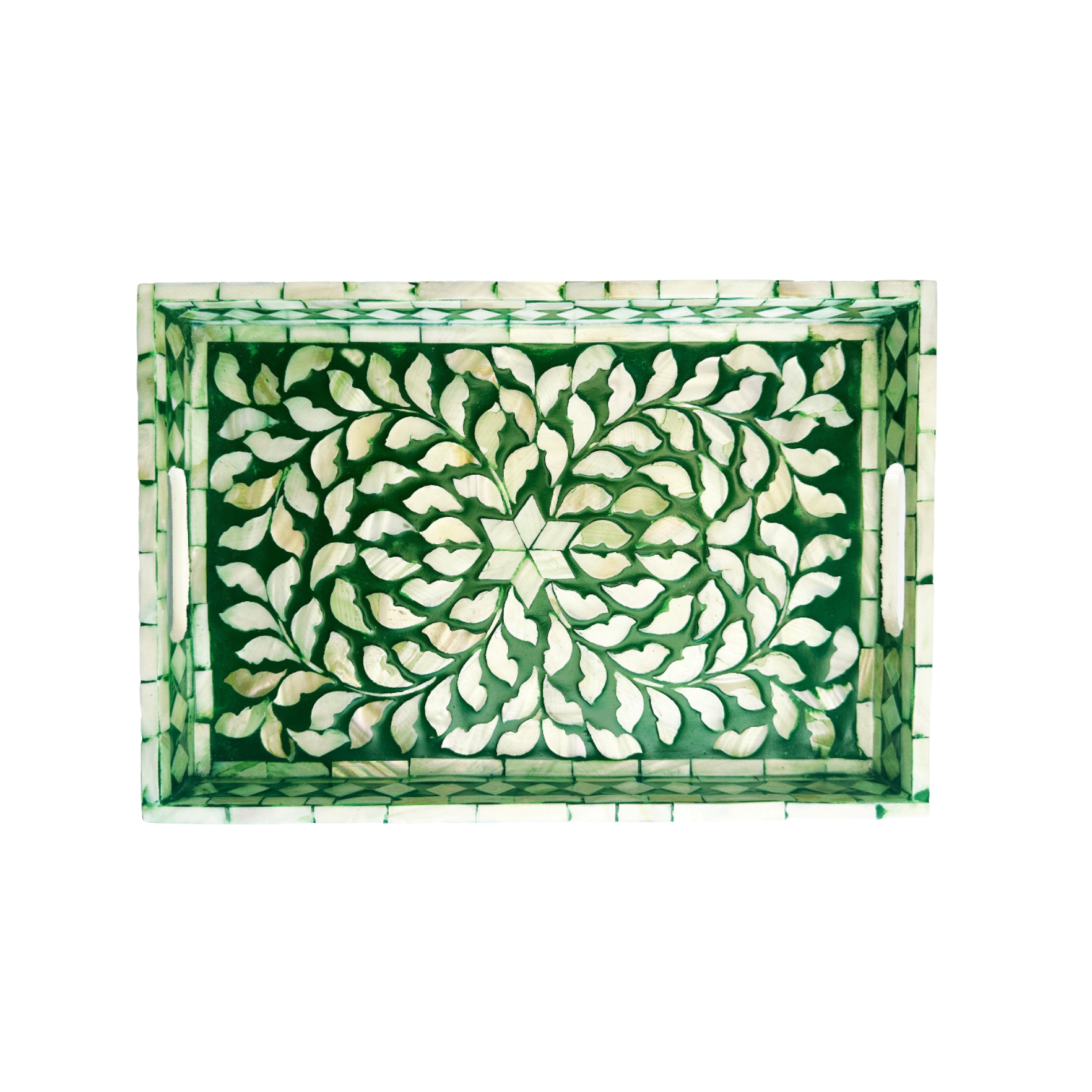 Inlaid Mother Of Pearl Tray (Green)