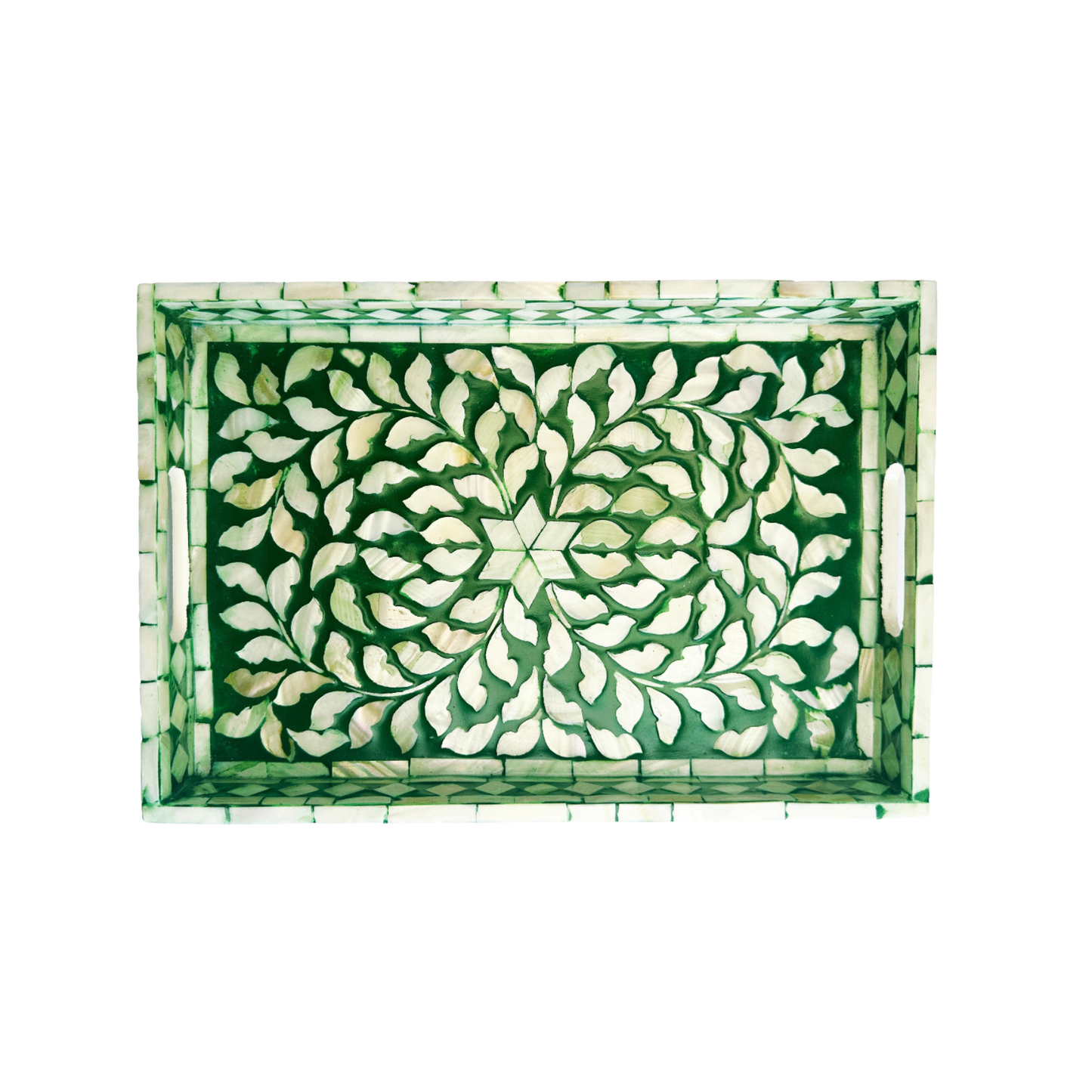 Inlaid Mother Of Pearl Tray (Green)