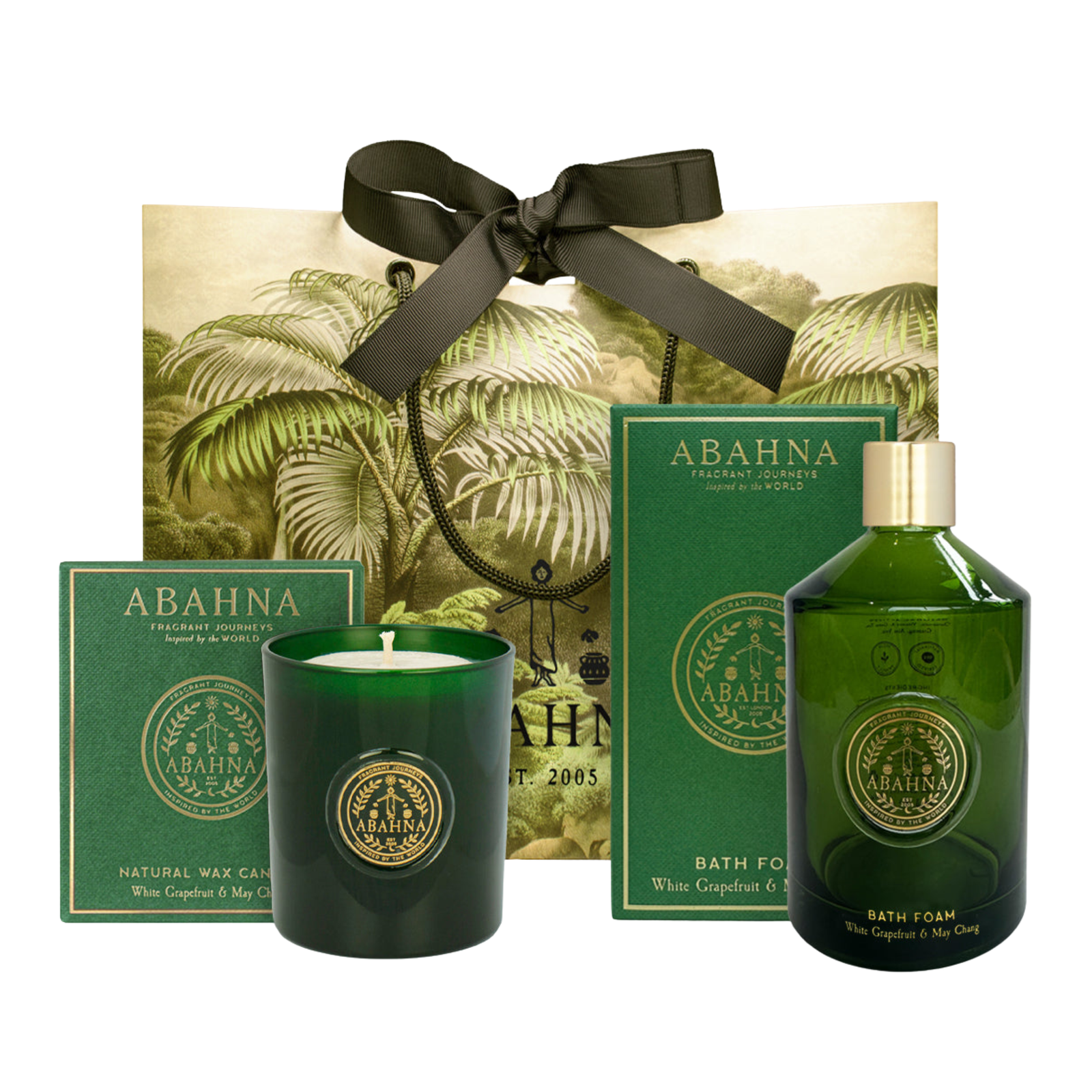 Bath Foam Decanter & Scented Candle Set - White Grapefruit & May Chang