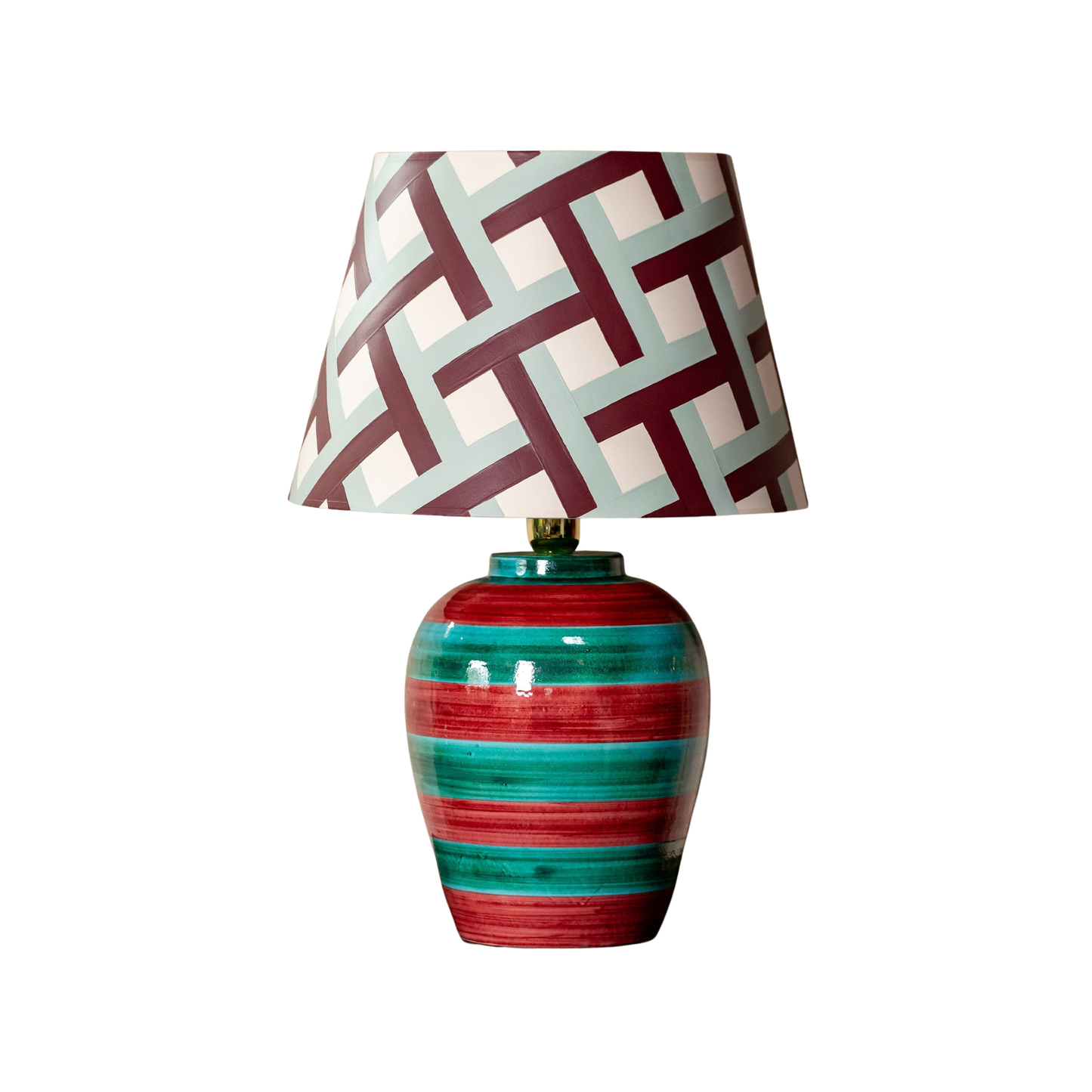 Stripe Lamp, Crimson & Turquoise