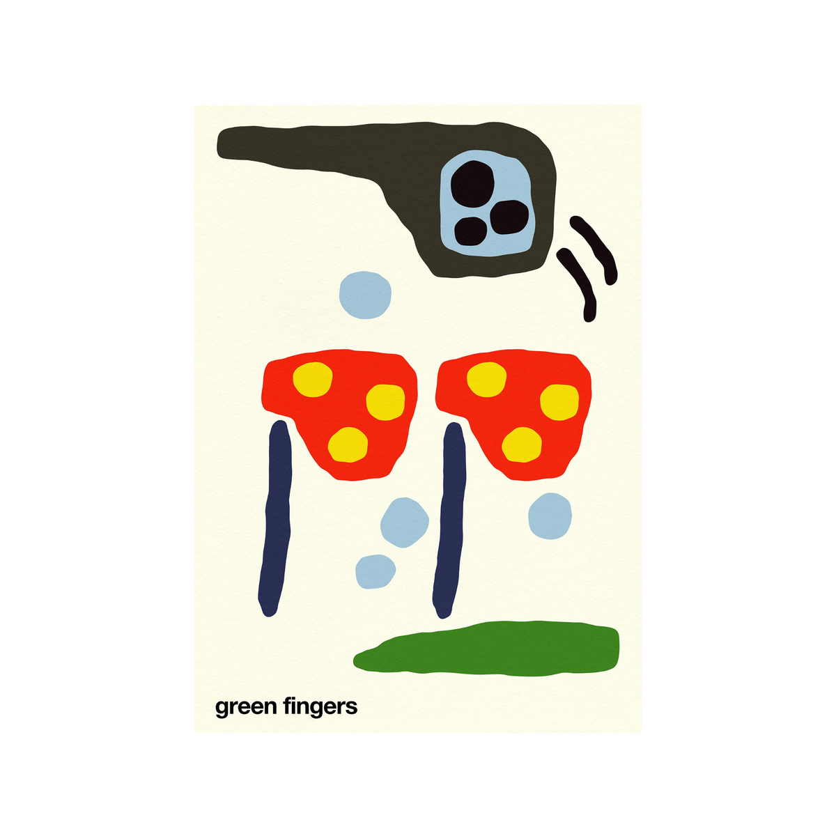 Green Fingers Print - Cream