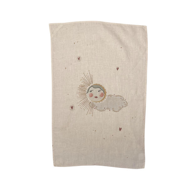 Linen Tea Towel "Love Sun"