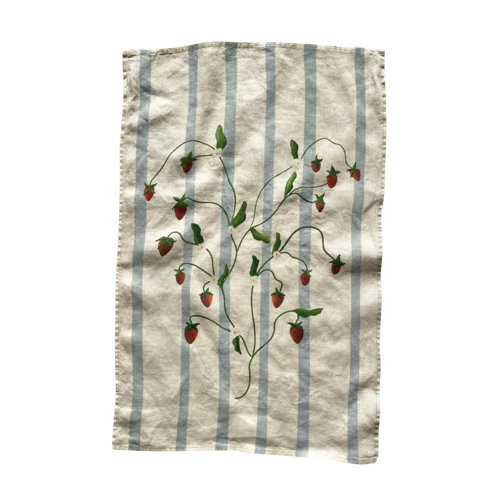 Linen Tea Towel "Strawberry Vines"