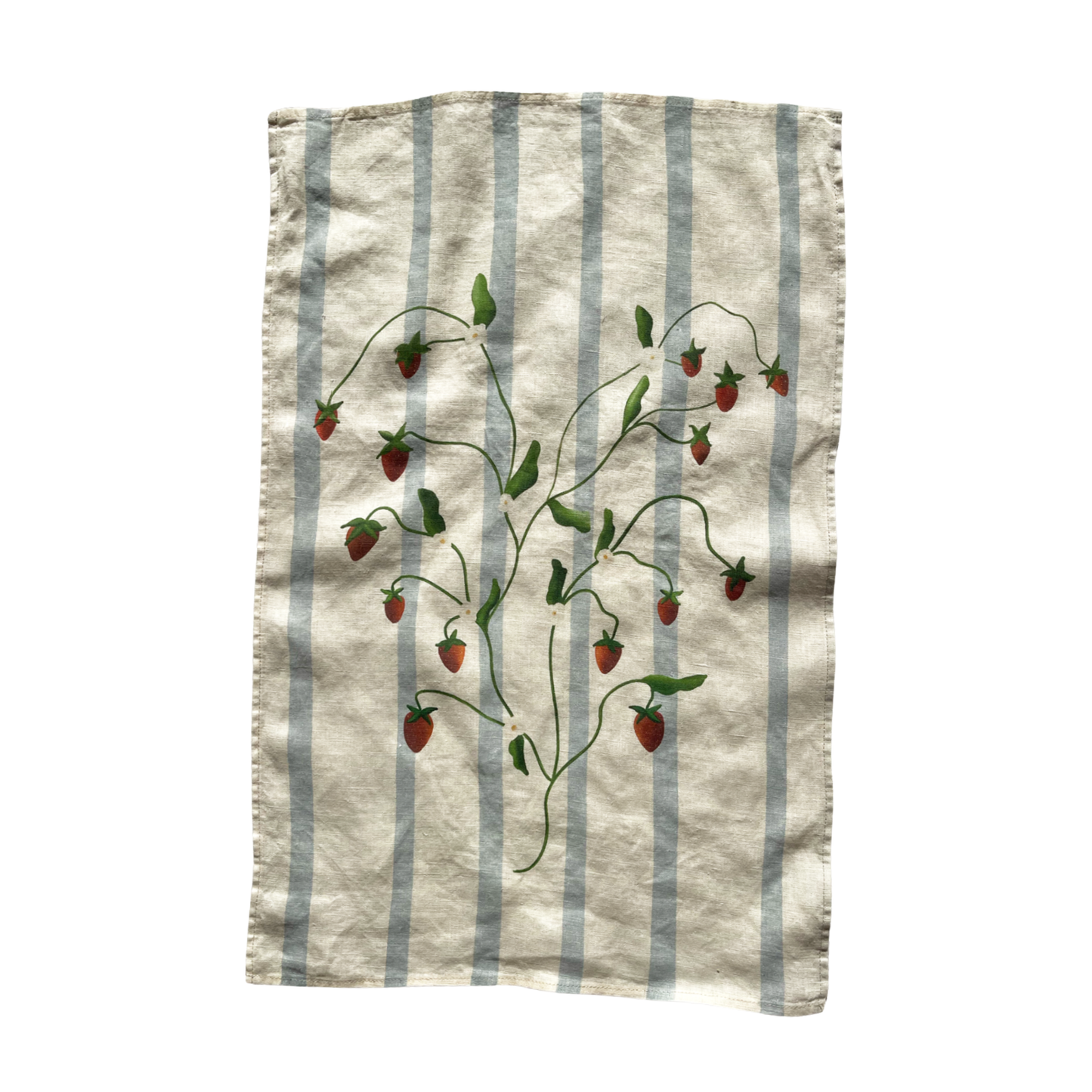 Linen Tea Towel "Strawberry Vines"
