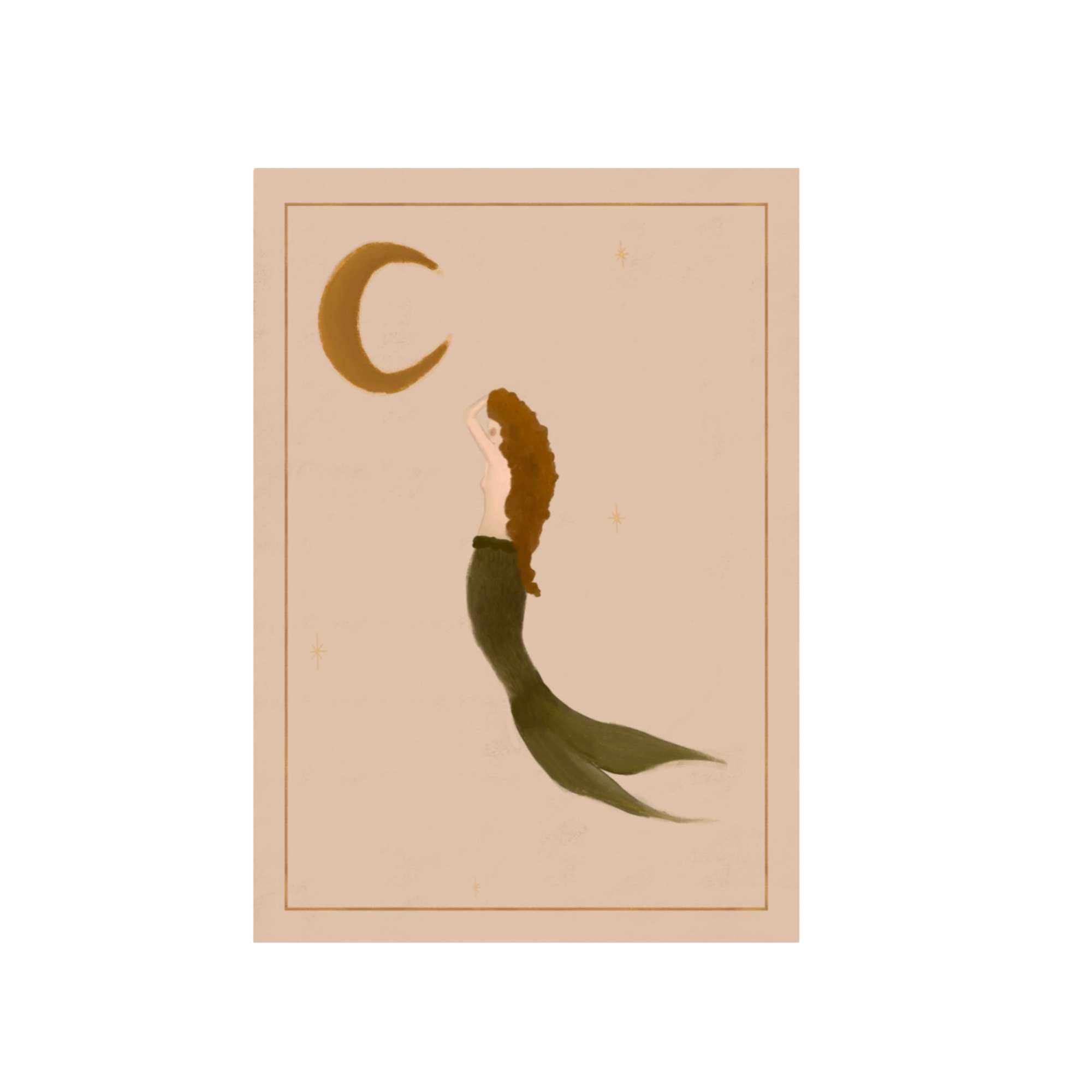 The Mermaid and The Moon Art Print