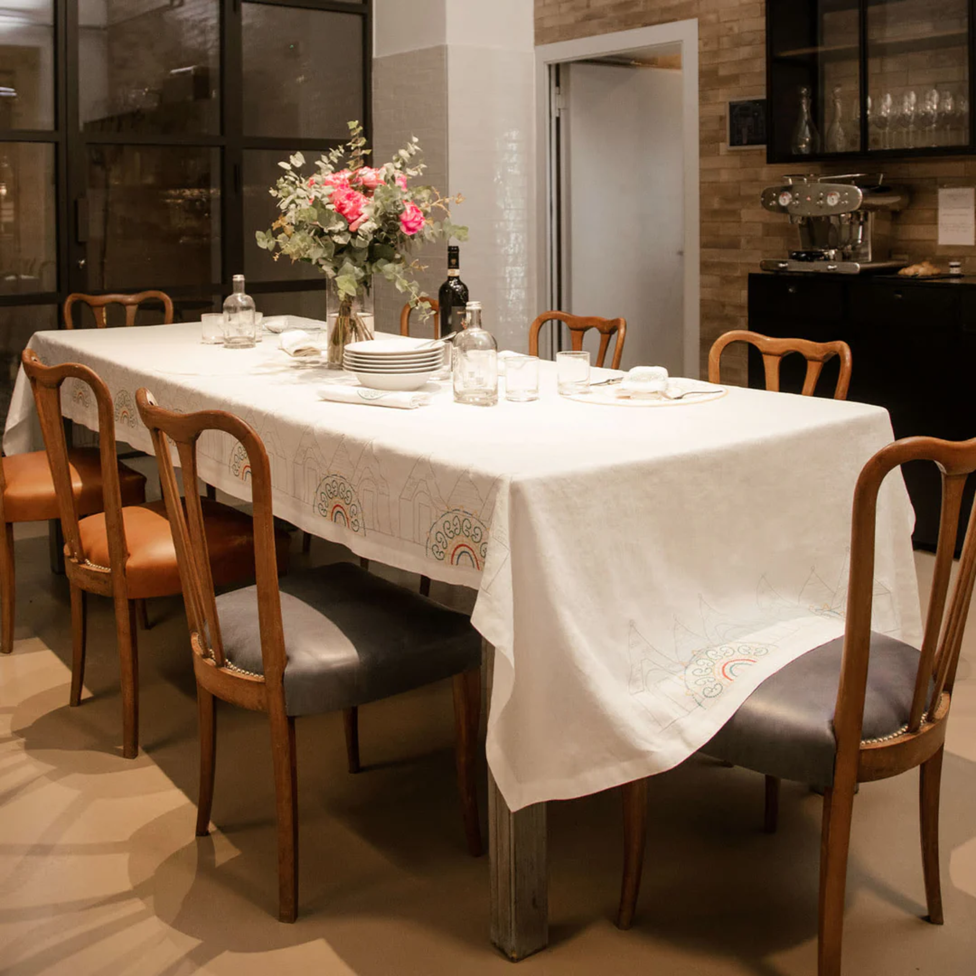 Trullo Tablecloth  - White Linen