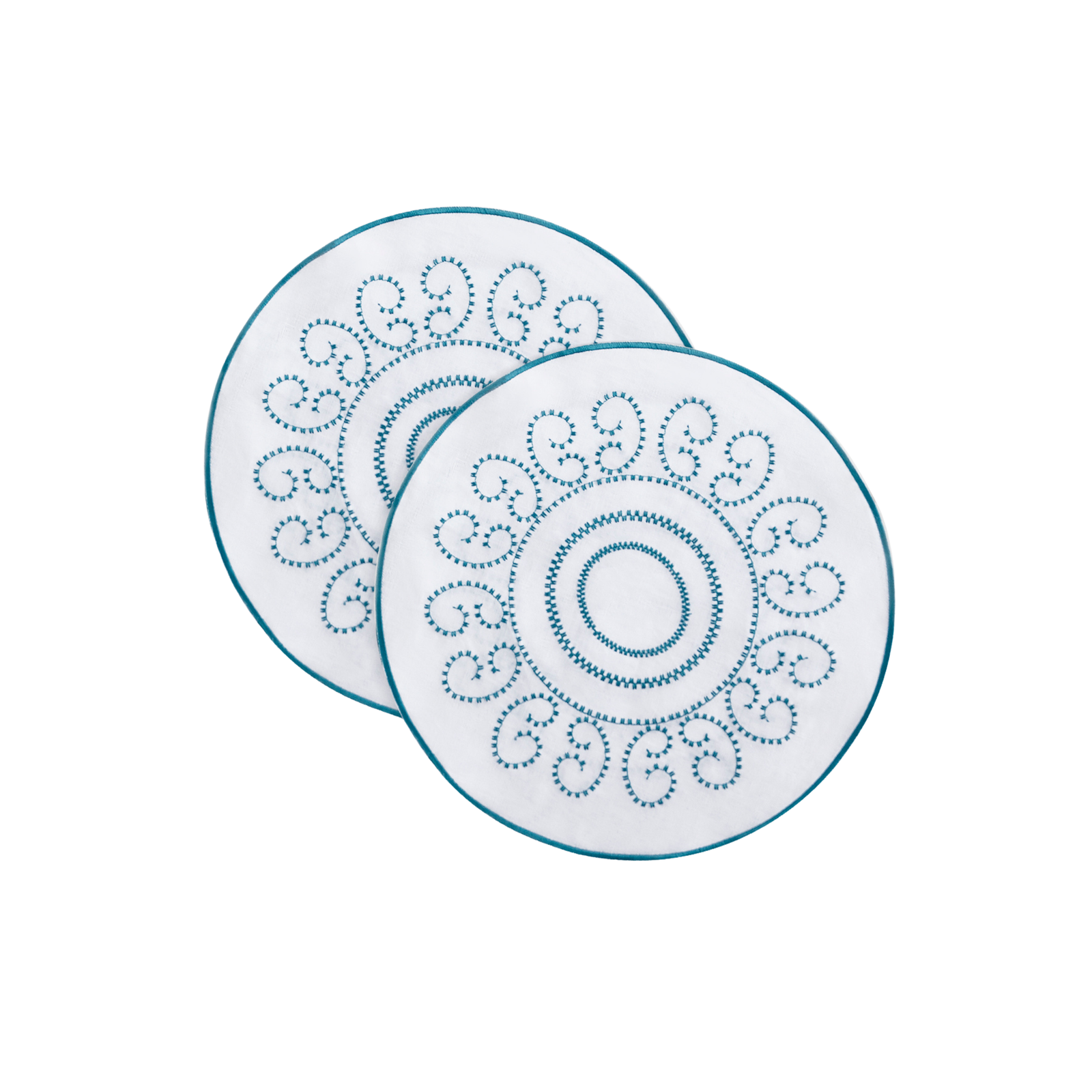 Light Blue Luminaria Placemat - Set of 2 - White Linen