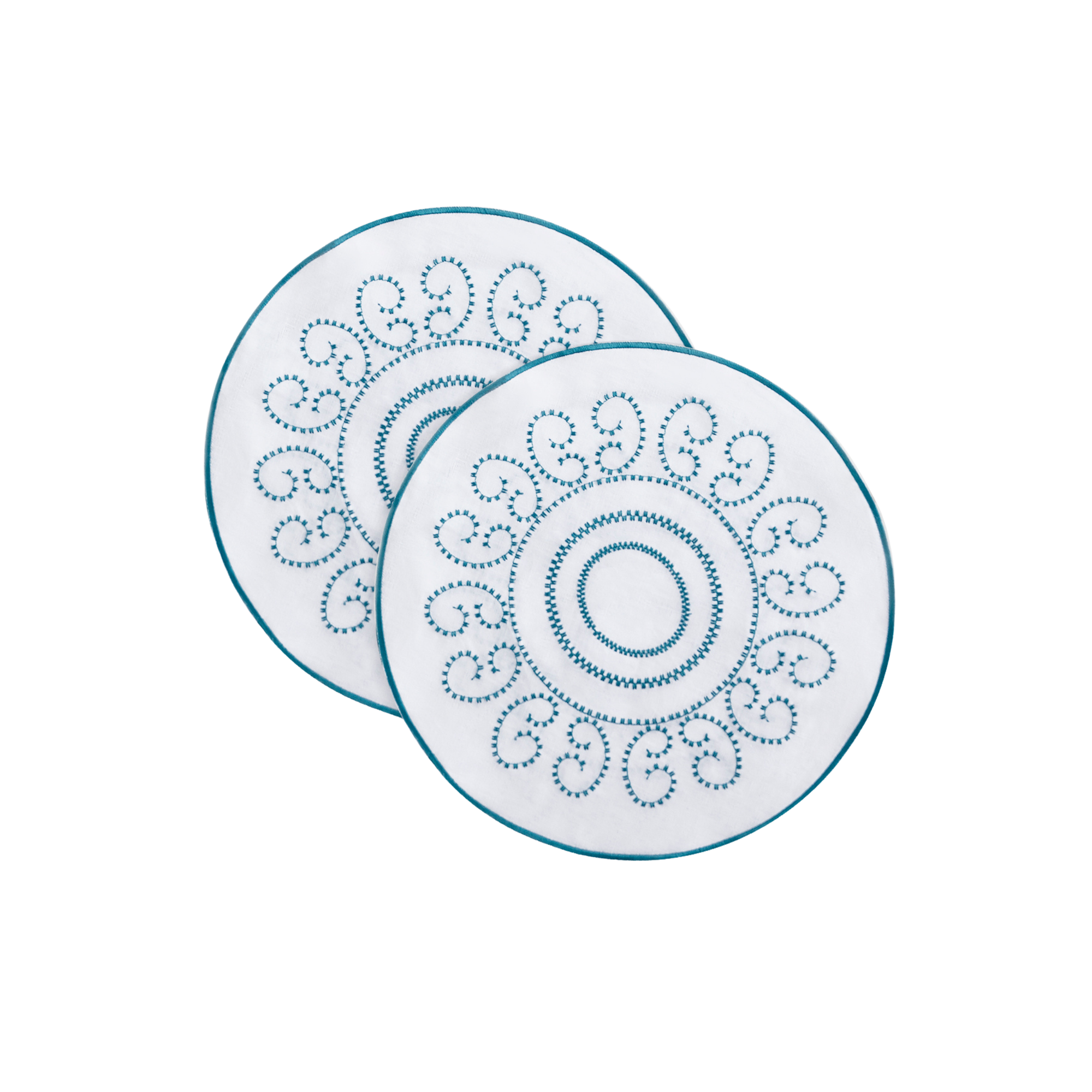 Light Blue Luminaria Placemat - Set of 2 - White Linen