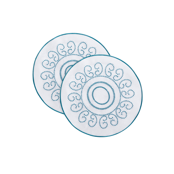 Light Blue Luminaria Placemat - Set of 2 - White Linen