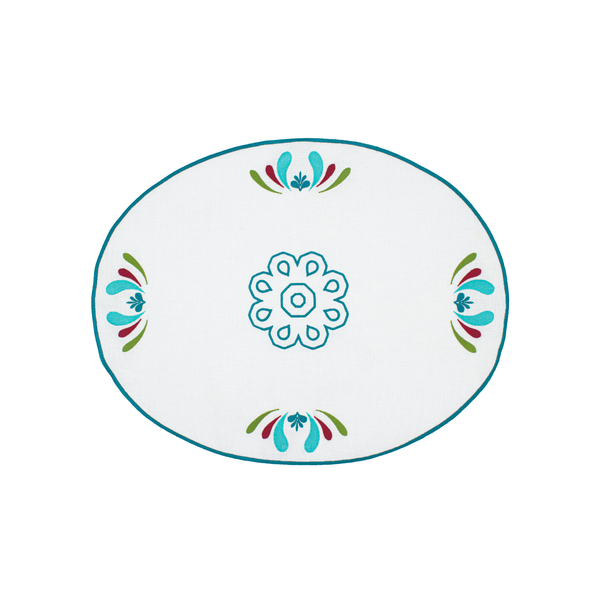Maiolica Breakfast Placemat  - Set of 2 - White Linen