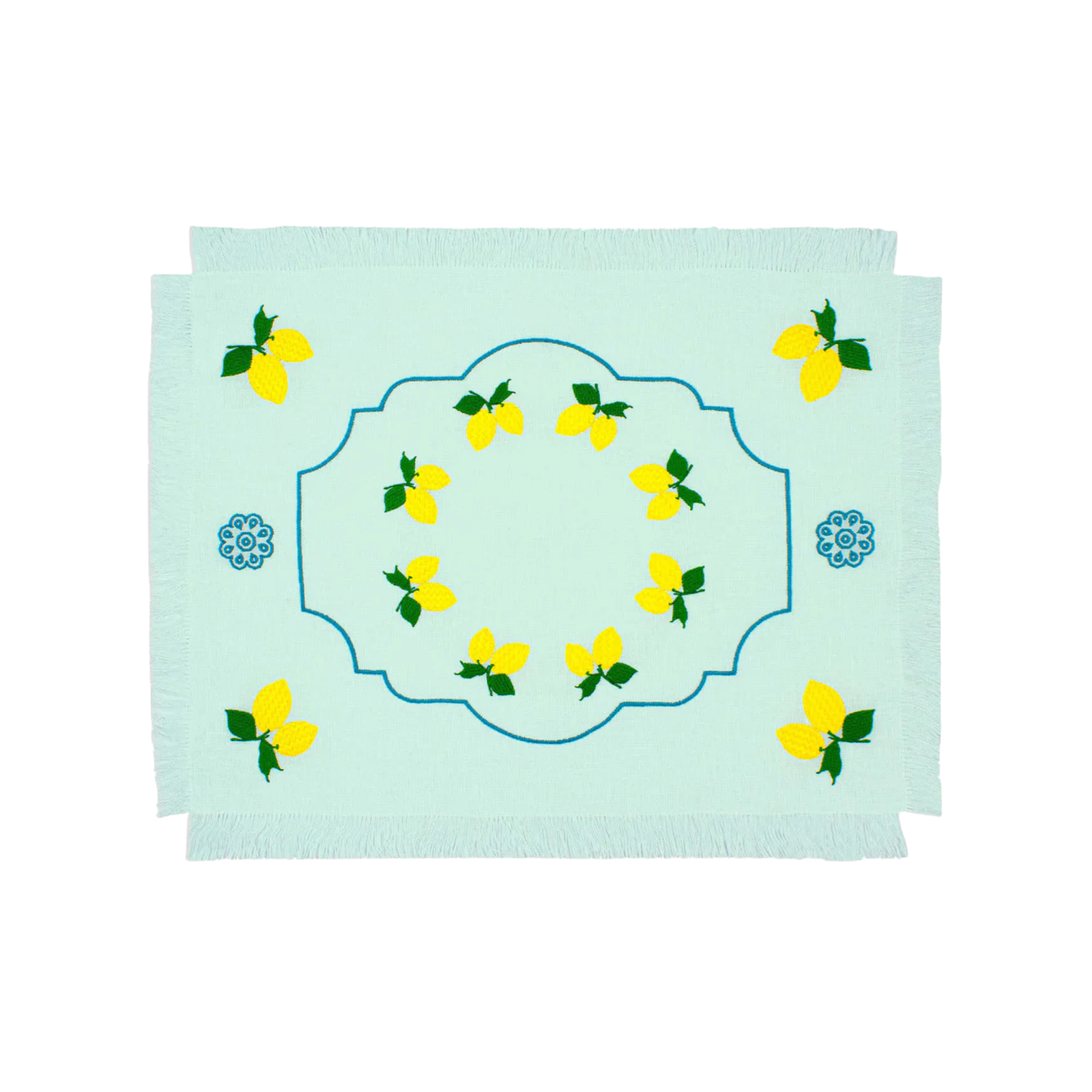 Limoni Breakfast Placemat with Fringe - Set of 2 - Yellow Linen