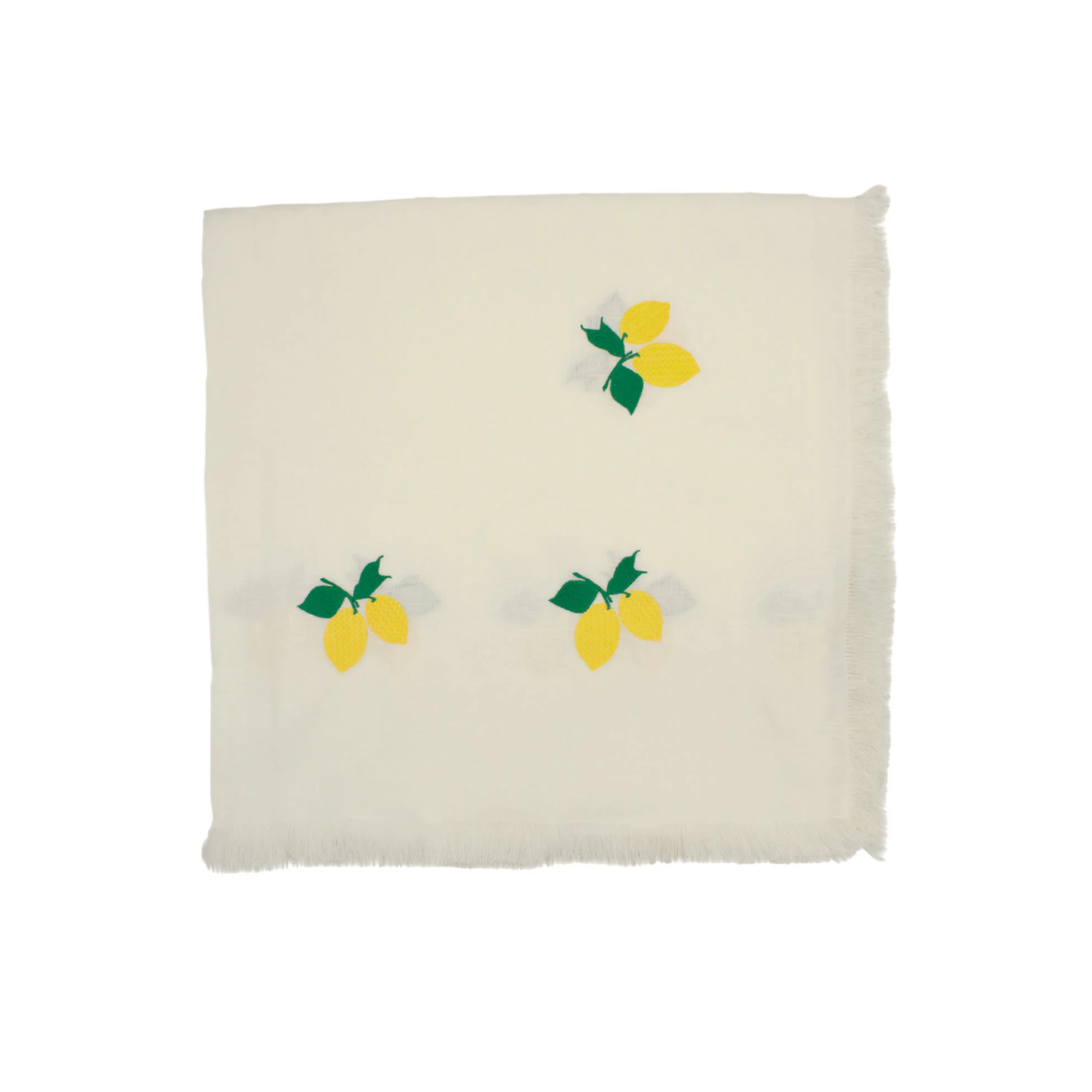 Limoni Tablecloth with Fringe - White Linen