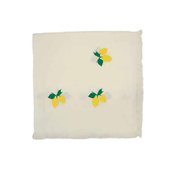 Limoni Tablecloth with Fringe - White Linen