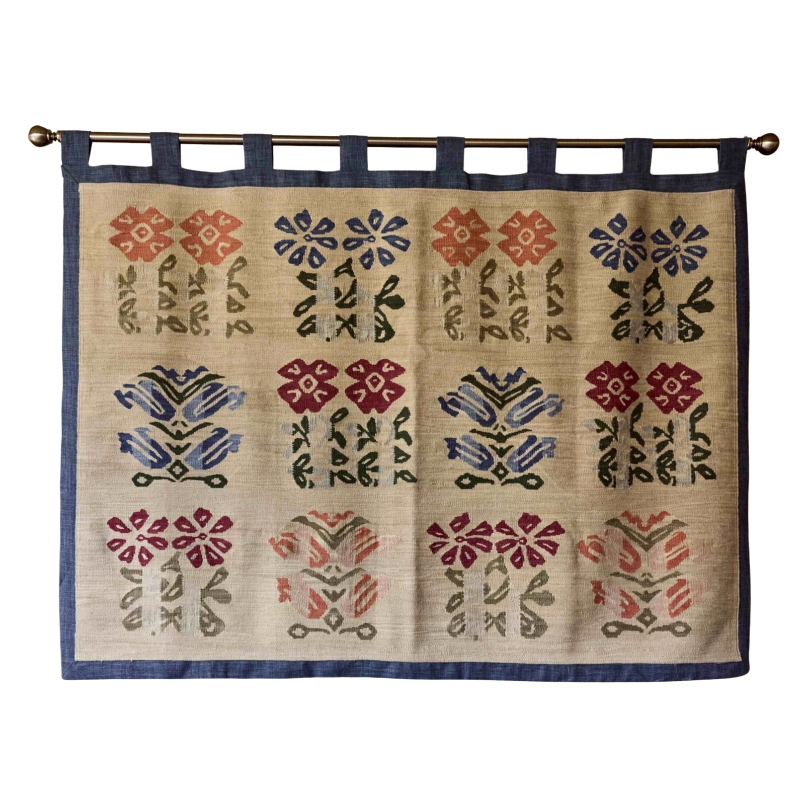 Folkloric Floral Kilim Tapestry
