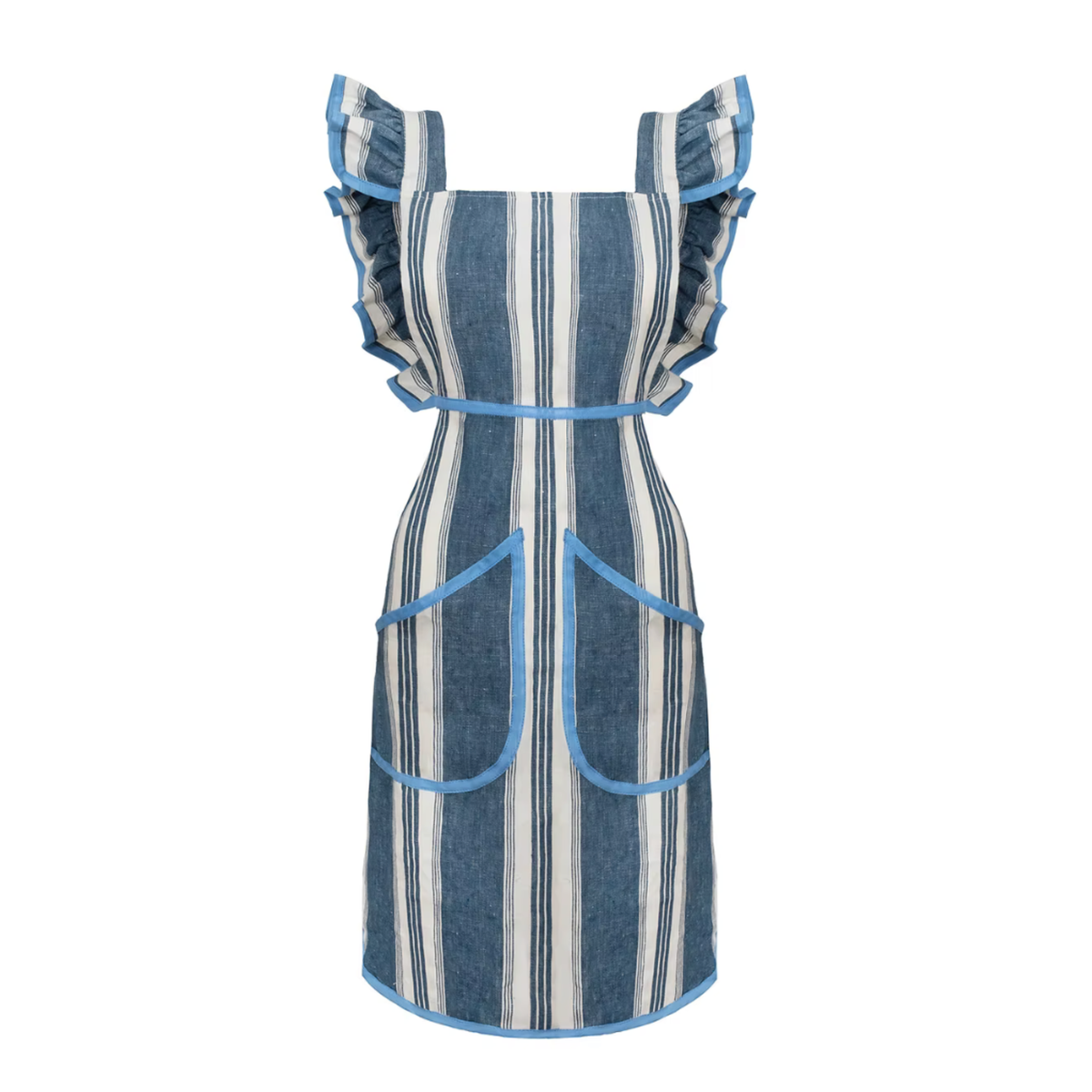 Full Frill Hosting Apron in Blue & White Stripe