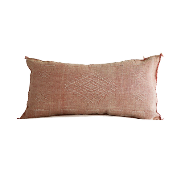 Luxury Cactus Silk Bolster Cushion - Peach