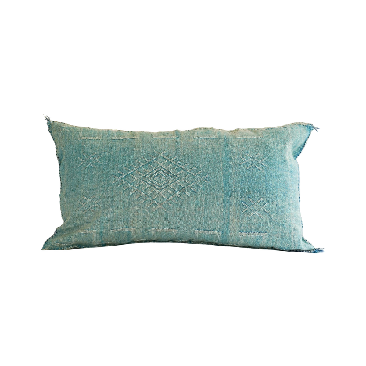 Luxury Cactus Silk Bolster Cushion - Turquoise