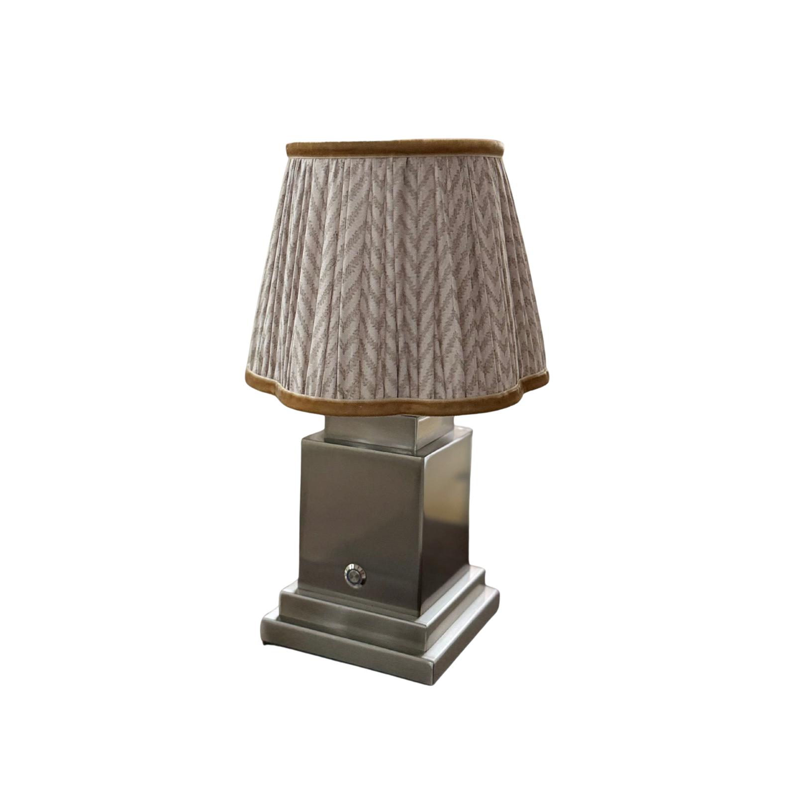 Athena Silver Rechargeable Table Lamp (Herringbone)