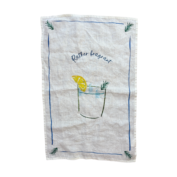 Rather Fragrant - Gin & Tonic Linen Tea Towel