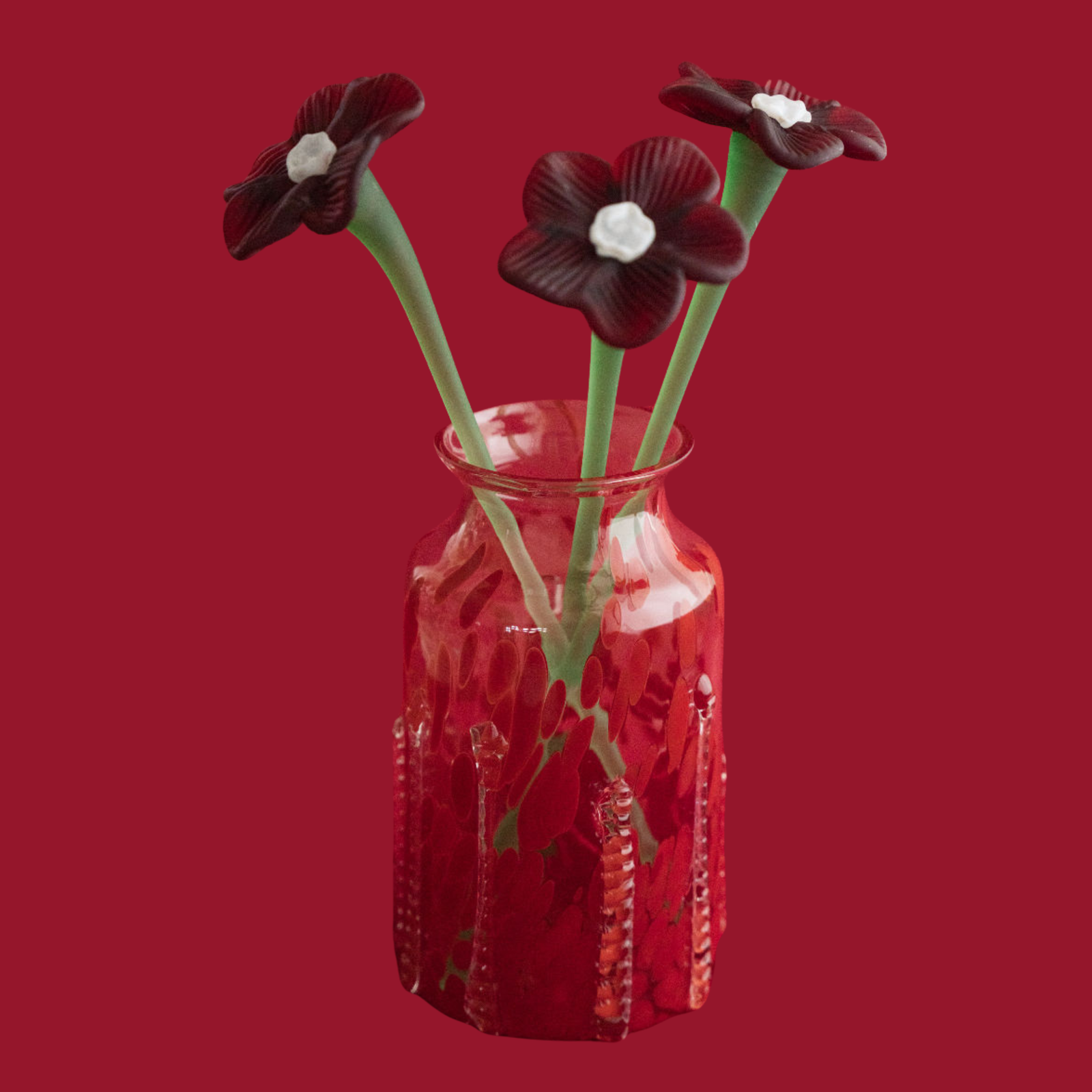 Mouth-blown Crystal Flower Bouquet - Matte