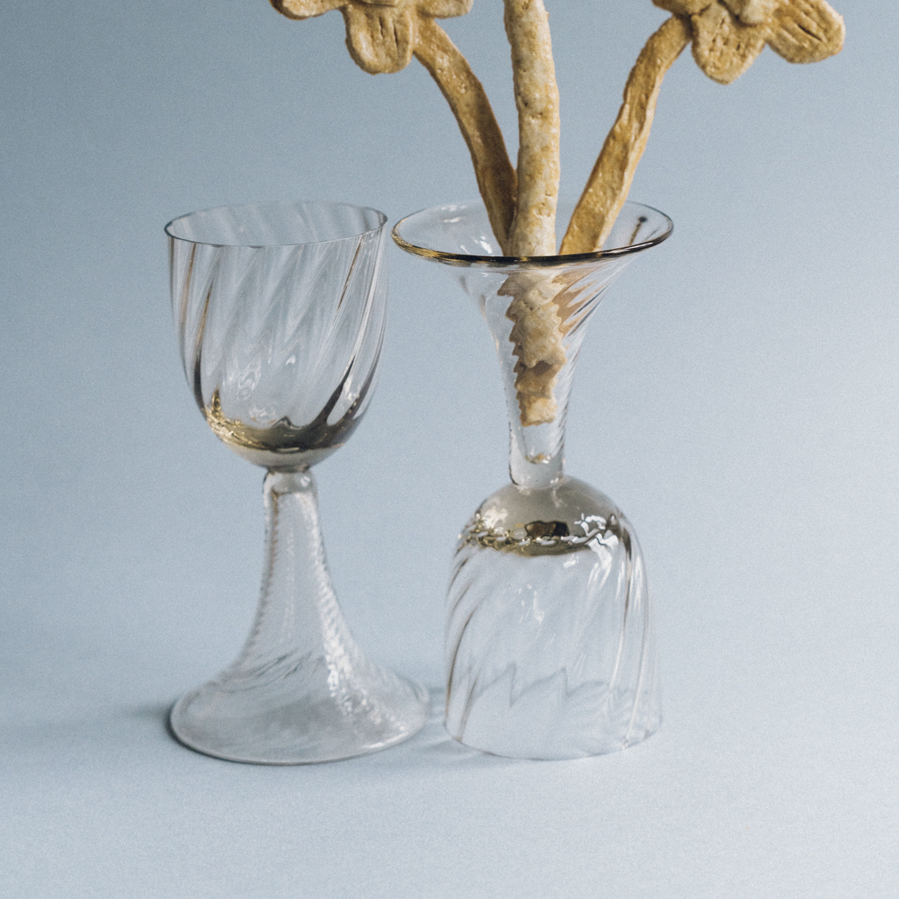 A Pair of Mouthblown Wine Goblets