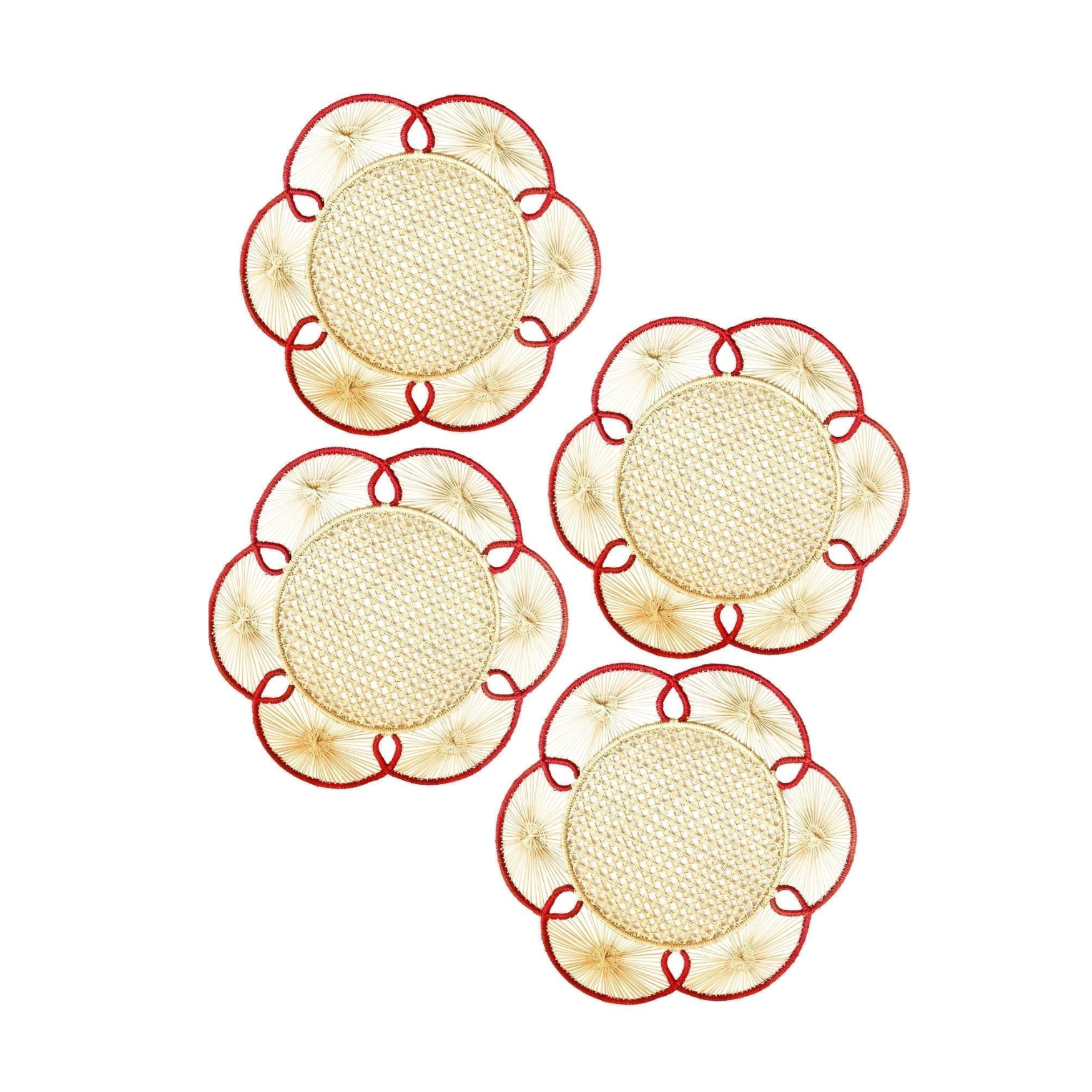 Set of 4 Flora Chargers in Red