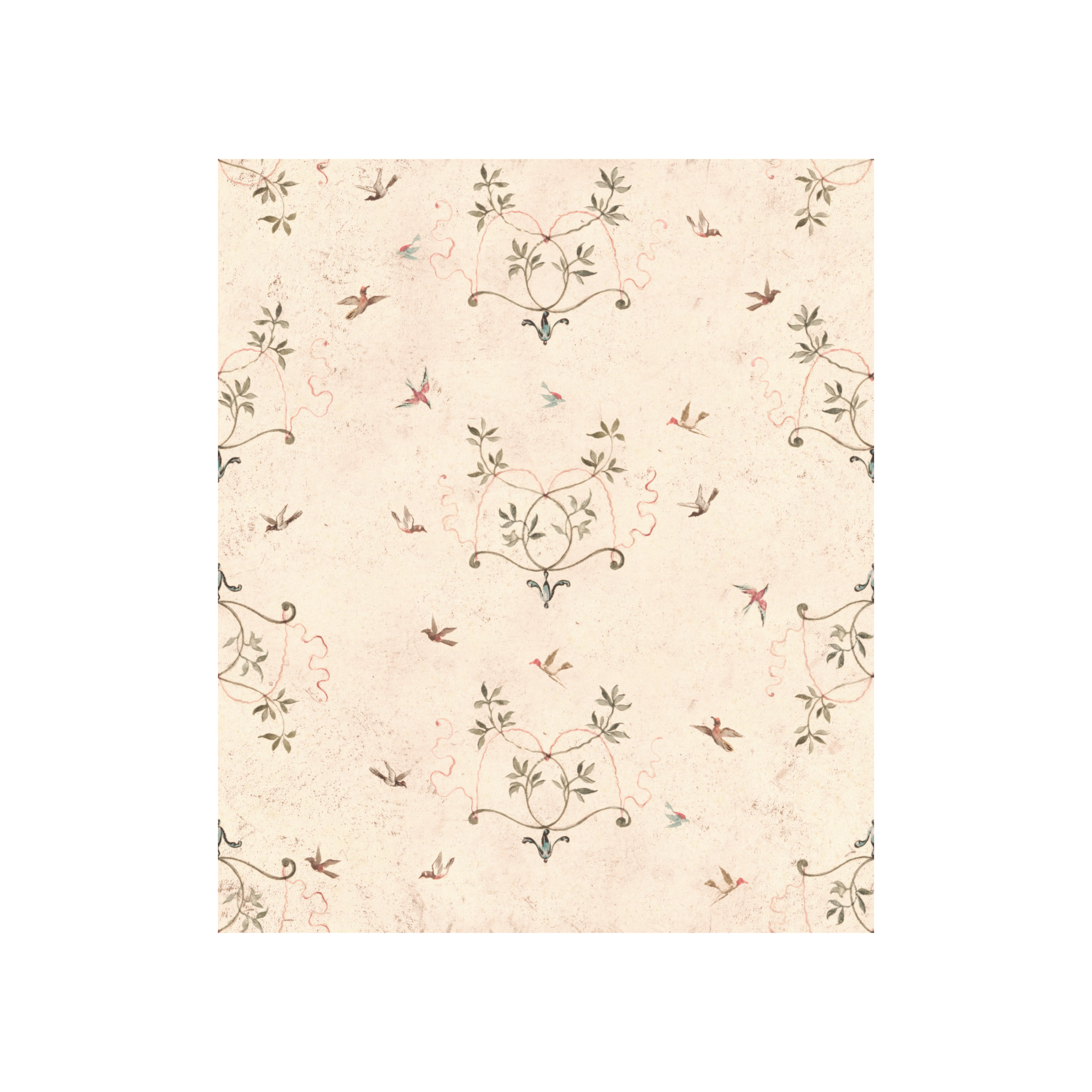 Birds at Play Linen Fabric