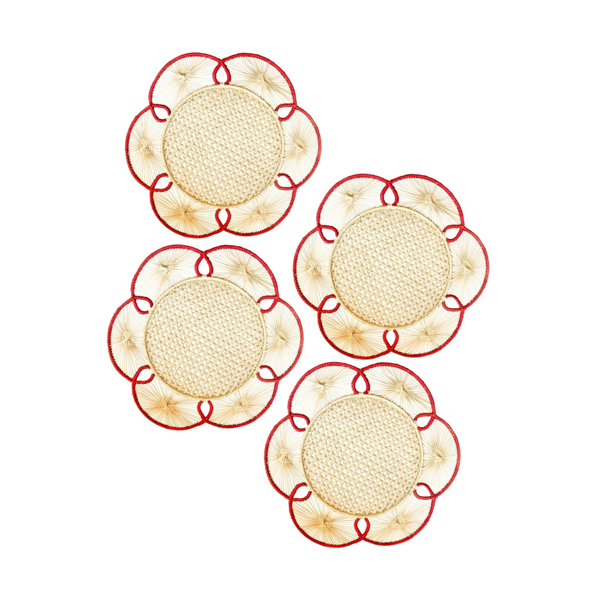 Set of 4 Flora Chargers in Red