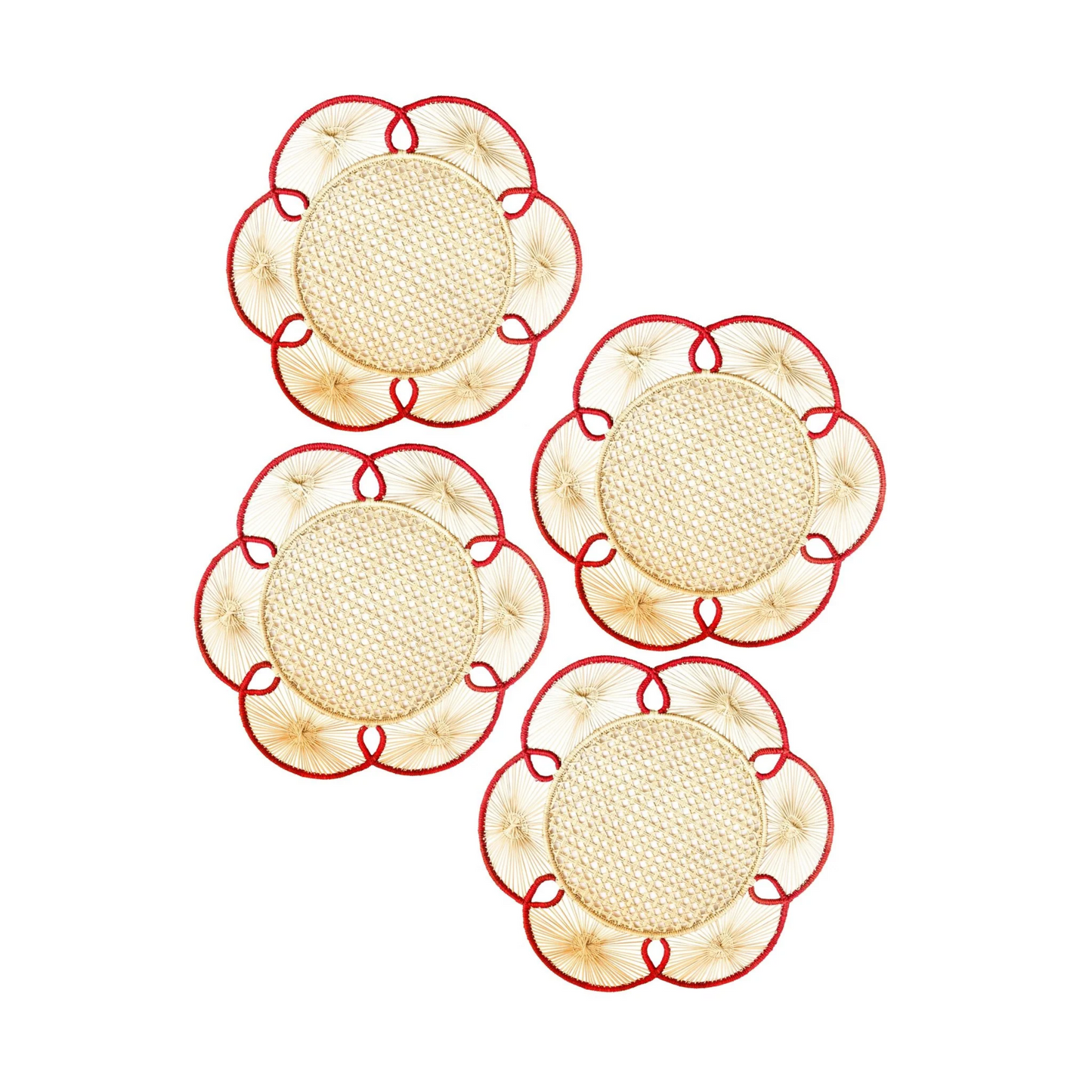 Set of 4 Flora Chargers in Red