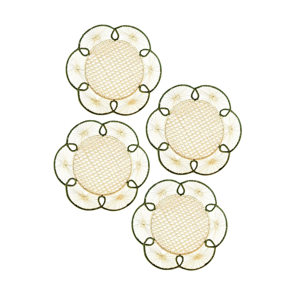 Set of 4 Flora Chargers in Verde