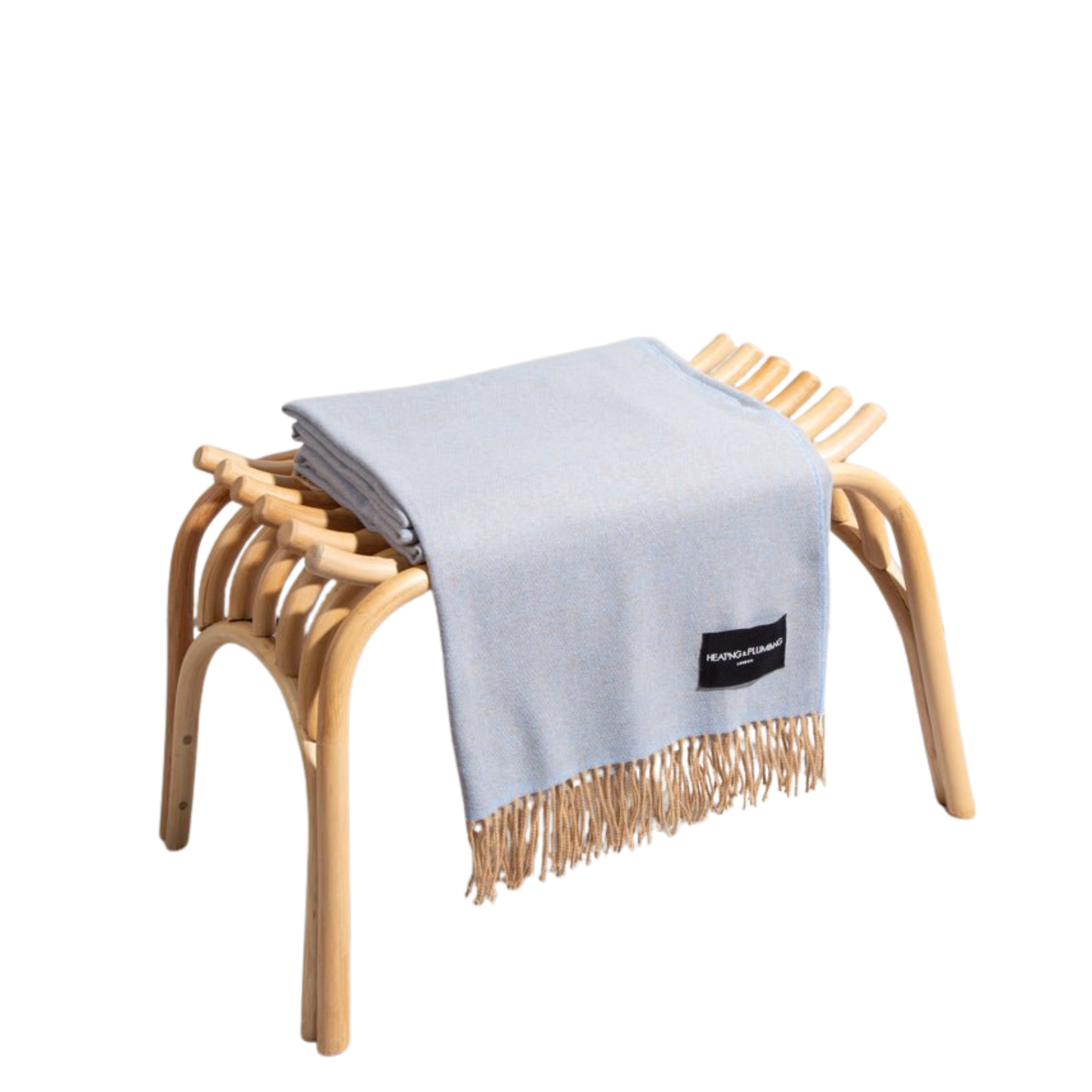 Love Stories - 100% Cashmere Blanket - Baby Blue & Light Brown - Reversible