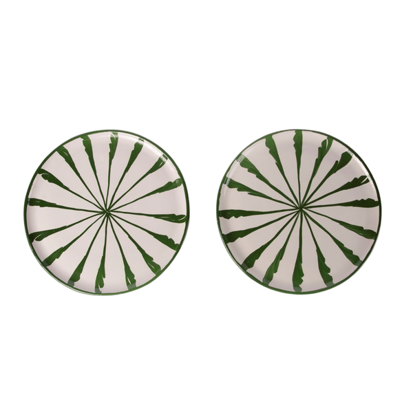 Green Candy Cane Ceramic Dinner Plates