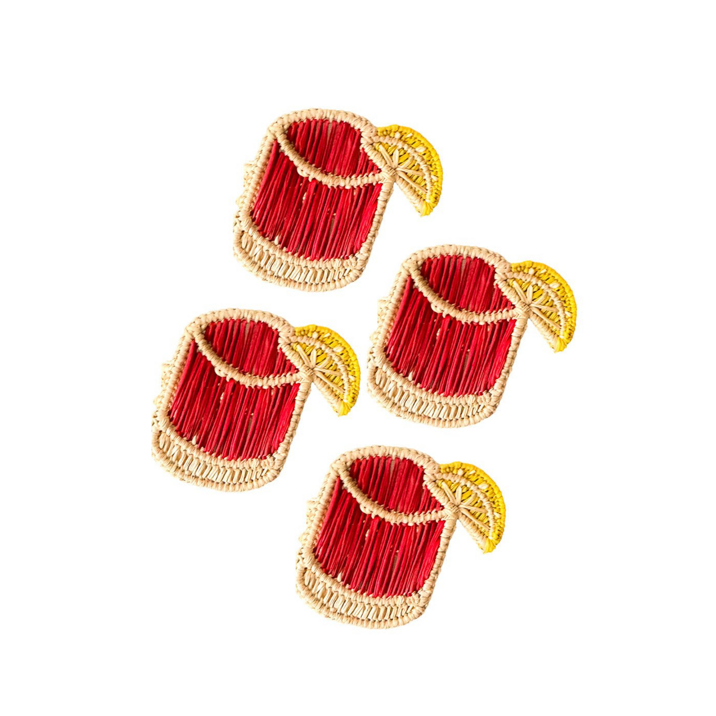 Set of 4 Handwoven Iraca Negroni Napkin Rings