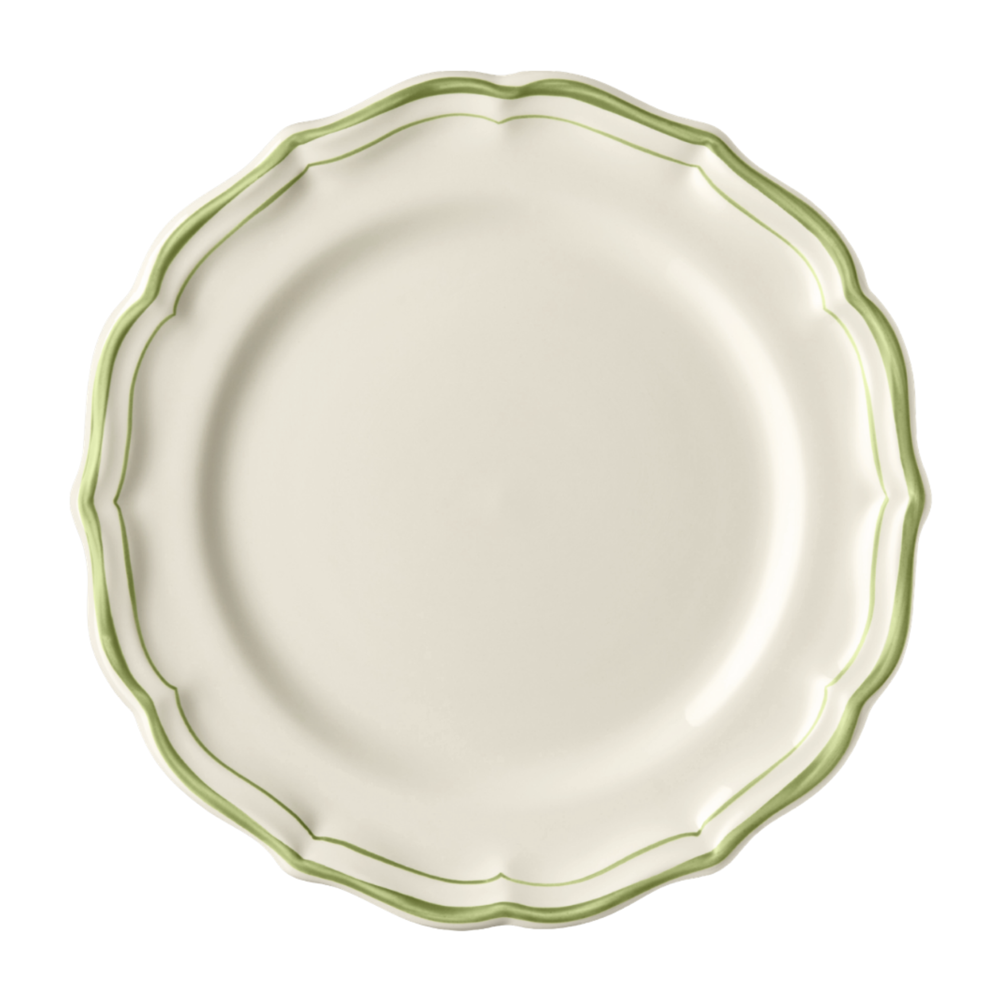 Gien Green Scallop Edge Dinner Plate