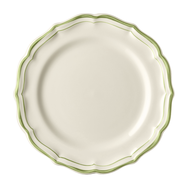 Gien Green Scallop Edge Dinner Plate