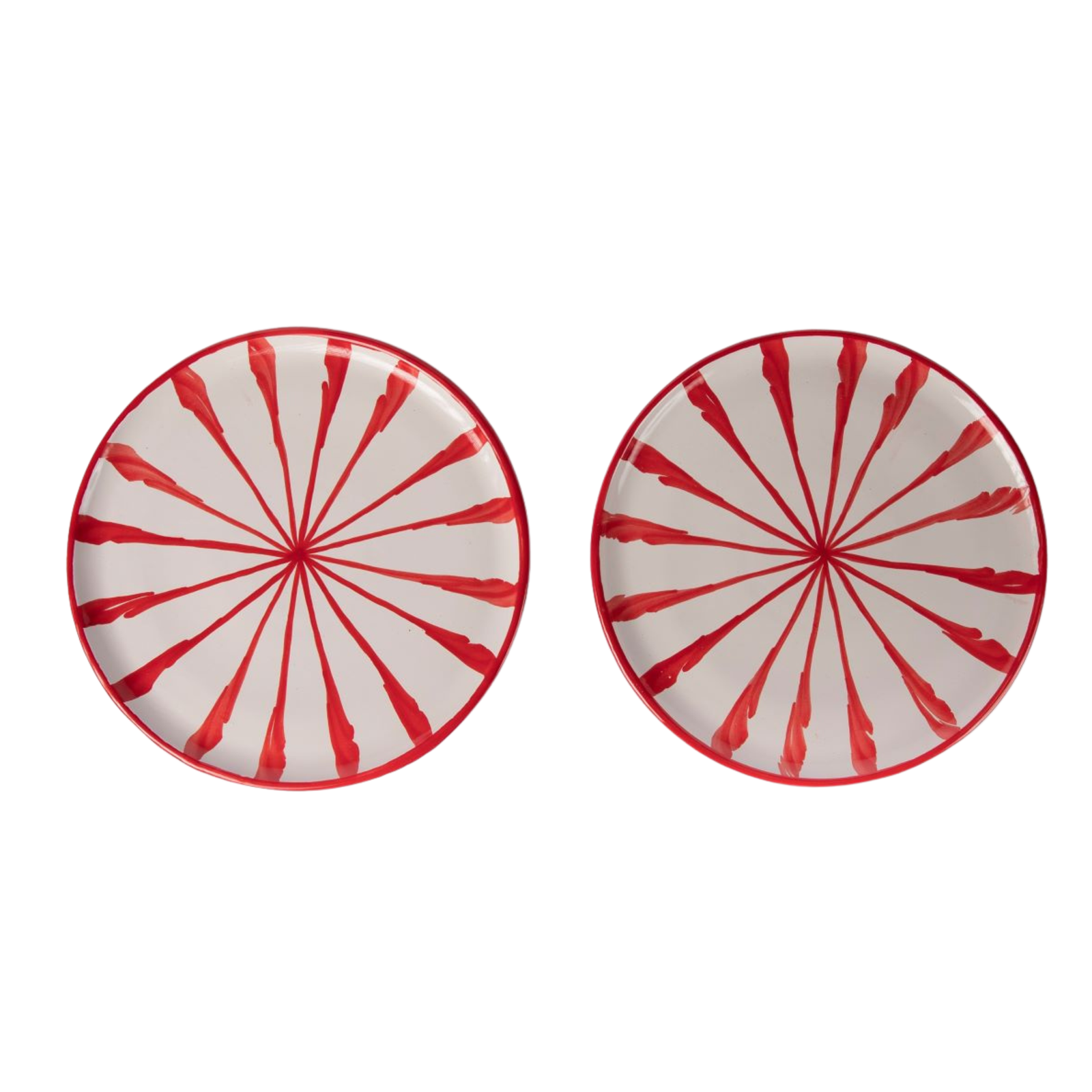 Red Candy Cane Ceramic Salad Plates
