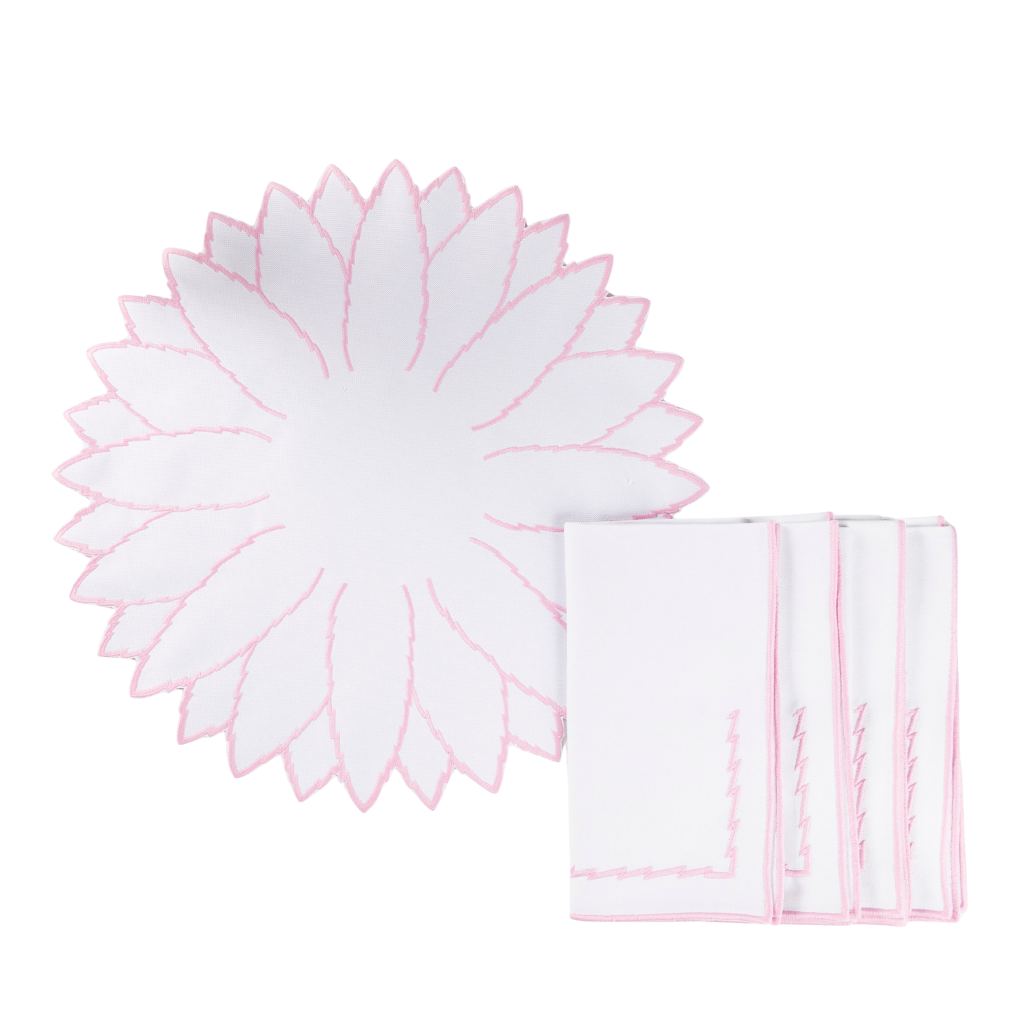 White And Pink Abacaxi Napkin - Set of Four
